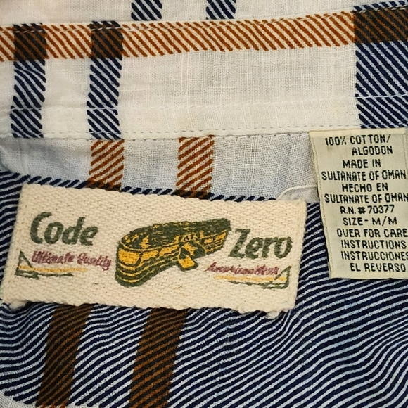 Code Zero Men's 100% Cotton Plaid Short-sleeved Button-down Casual Shirt - Picture 3 of 3